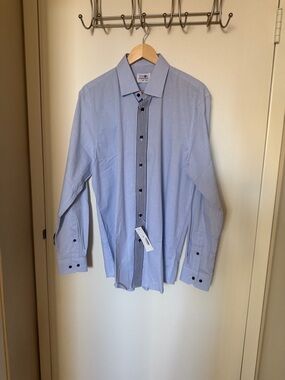 Tayion Men's Blue Striped Casual Button-Down Shirt